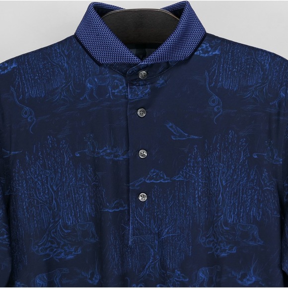 Greyson Mens M Polo Shirt Lion Pride Graphic Animal Print Golf Luxury NWT Willow - Picture 4 of 14